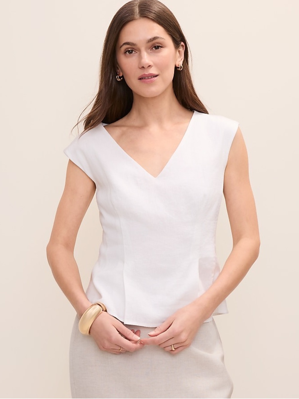 NWT Ann Taylor Peplum Top in Linen Blend
